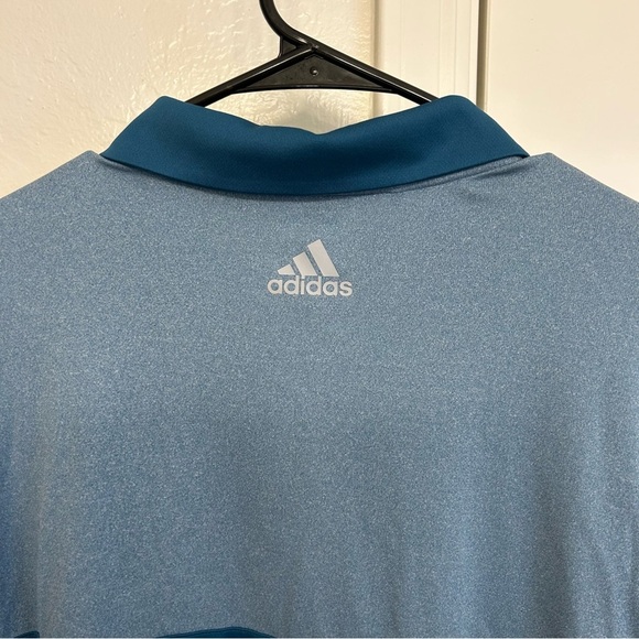 Adidas Golf Men’s Three Stripes Blue Colorblock Polo Shirt Medium Performance - Picture 6 of 6